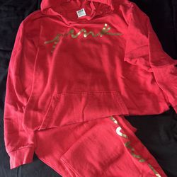 Pink Jogging Suit Red/Gold (top: Xl/ Pants: M)
