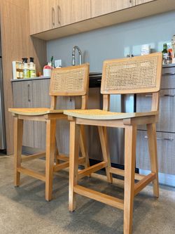 Bohemian Style Wooden Bar Stools (2)