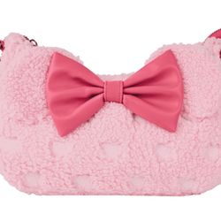 Loungefly Pink Sherpa Crossbody with Bow Accent