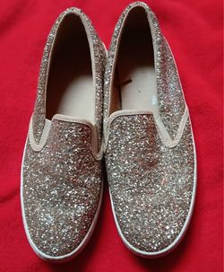 Gold Sparkly Slip On Sneakers Size 8