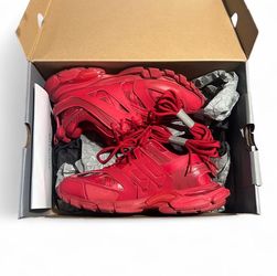 Red Balenciaga Track Runners