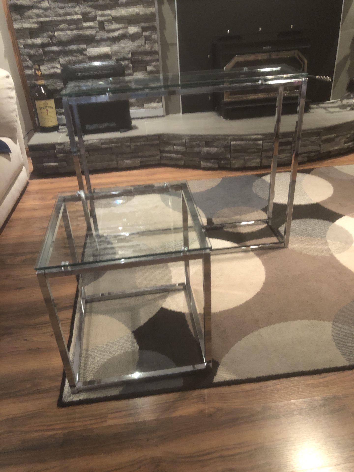 Modern Tempered Glass Tables With Chrome Finish 