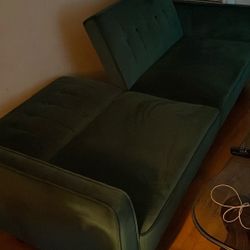 Dark Green Velvet Futon / Sleeper Bed , Perfect For Guests 