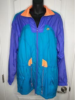 Vintage 90s Nike Colorblock Windbreaker Lined Zip Up Jacket Size Large