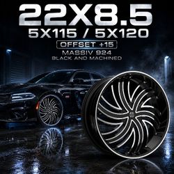 🔥 22x8.5 5x115 / 5x120 MASSIV 924 BLACK AND MACHINED Wheels 🔥