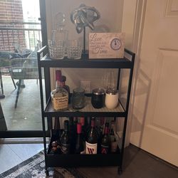 Black cart with wheels