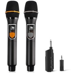 Dammyty Wireless Microphone – Dual Handheld UHF Mic, Rechargeable for Karaoke, Party, Wedding