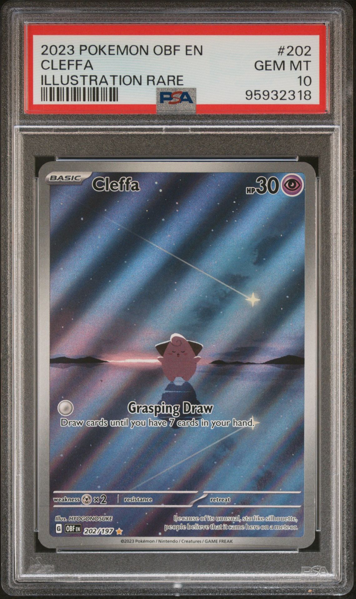 PSA 10 Cleffa 202/197 Pokémon TCG Obsidian Flames Illustration Rare GEM MINT