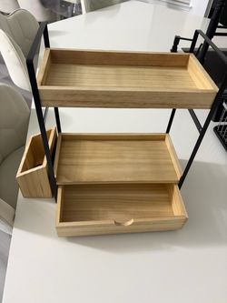 3-Tier Wood and Metal Desk Organizer