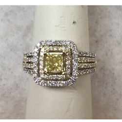 Princess Cut Canary Diamond Engagement ring size 8.5