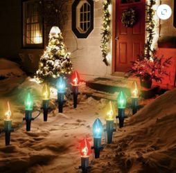 24 Pcs Christmas Pathway Lights C9 LED Christmas Lights Include 4 Spare Bulbs, 