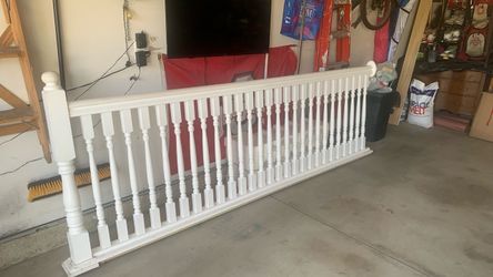 White Wood Porch Railing Section with Balusters