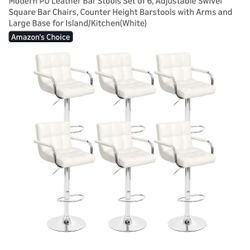 6 White Bar Stools 