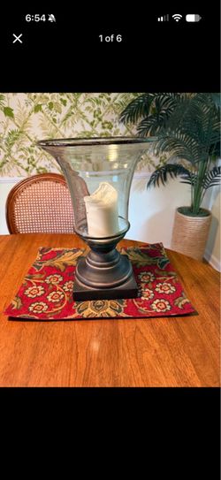Glass Hurricane Candle Holder with Dark Base