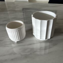 2 White Ceramic Plant Pots