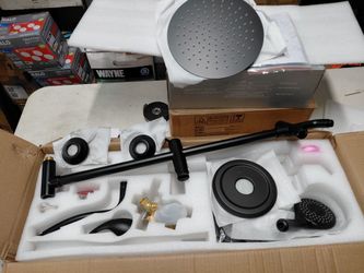 Aimadi Single Handle Wall Mount Shower Faucet With Handsprayer And Valve In Matte Black