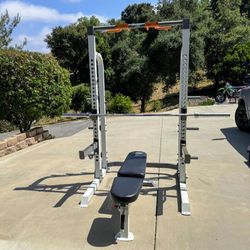 Fitness Gear Squat Rack Bench Olympic Bar 