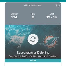 Tampa Bay Buccaneers Vs Miami Dolphins Game And Parking Pass
