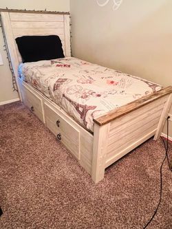Boy and Girl Twin size bed sets with nightstand, also living room couch with loveseat