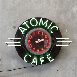 Vintage Atomic Cafe Neon Clock 
