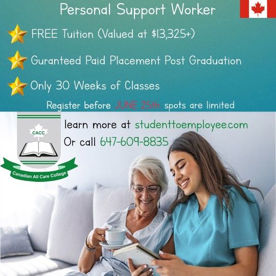 Free Tuition - Personal Support Worker Program