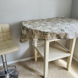 Dining Table with 2 Shelves, Kitchen Table for 2-4 People, Folding Round Dinner Table for Home Office, Living Room Furnitur