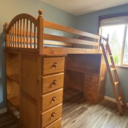 Twin Loft Bed with desk and chair