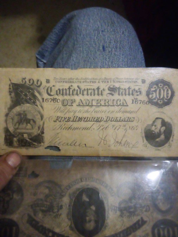 Confederate State 500 Dollar Note