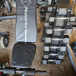 Dumbells Weights With Rack And Adjustable Weight Bench 