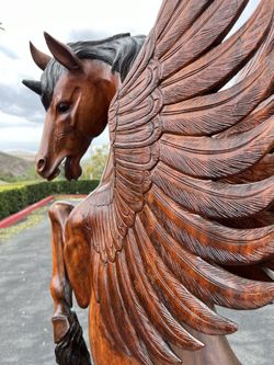Hand Carved Wooden Horse Sculpture