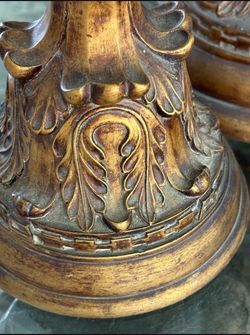 3 piece Ornate Gold Candlestick Holders Set of 2
