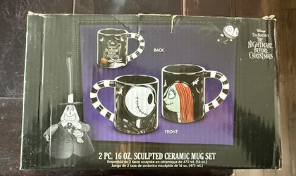 Nightmare Before Christmas Sculpted Ceramic Mug Set 2pc