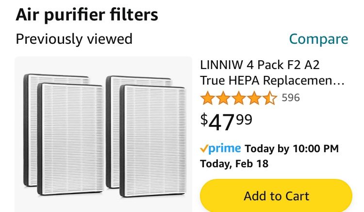 4 F2 A2 Hepa Air Filters 