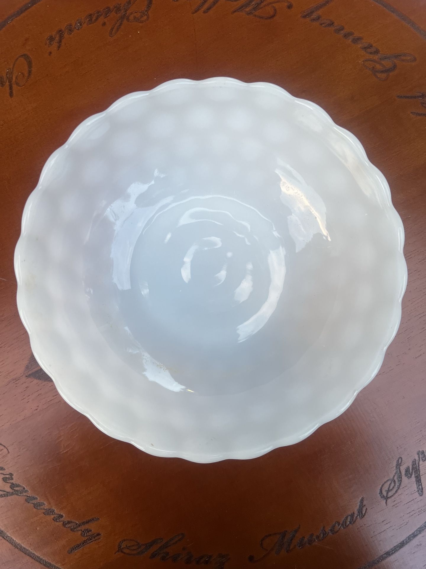Vintage Milk Glass Bubble 8" Round Serving Bowl
