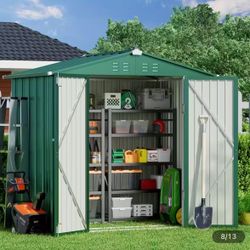 [Brand new] 4x6ft metal storage shed—-green