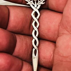 Rare Vintage 1983  Edinburgh Hallmarked Sterling Silver Scottish Celtic Thistle Kilt Pin Brooch by Malcolm Gray for Ortak Orkney Island 