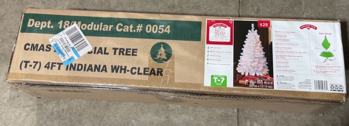 NEW 4-Foot Pre-Lit White Christmas Tree – Sealed Box