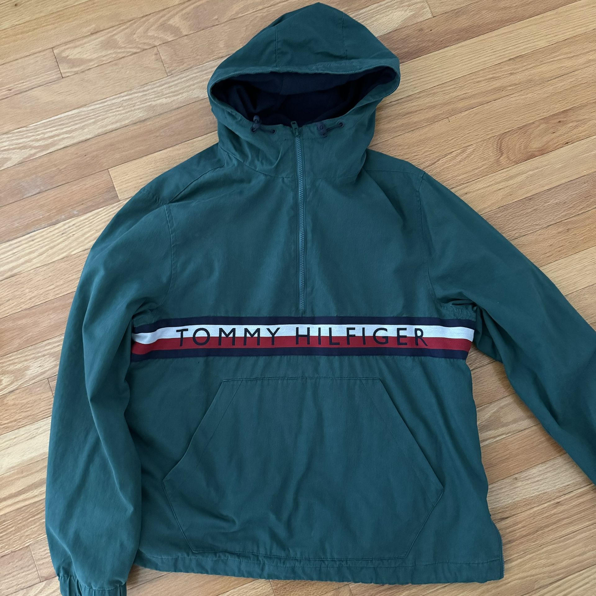 Men Medium - Vintage Tommy Hilfiger Fleece Lined Pullover Jacket Anorak