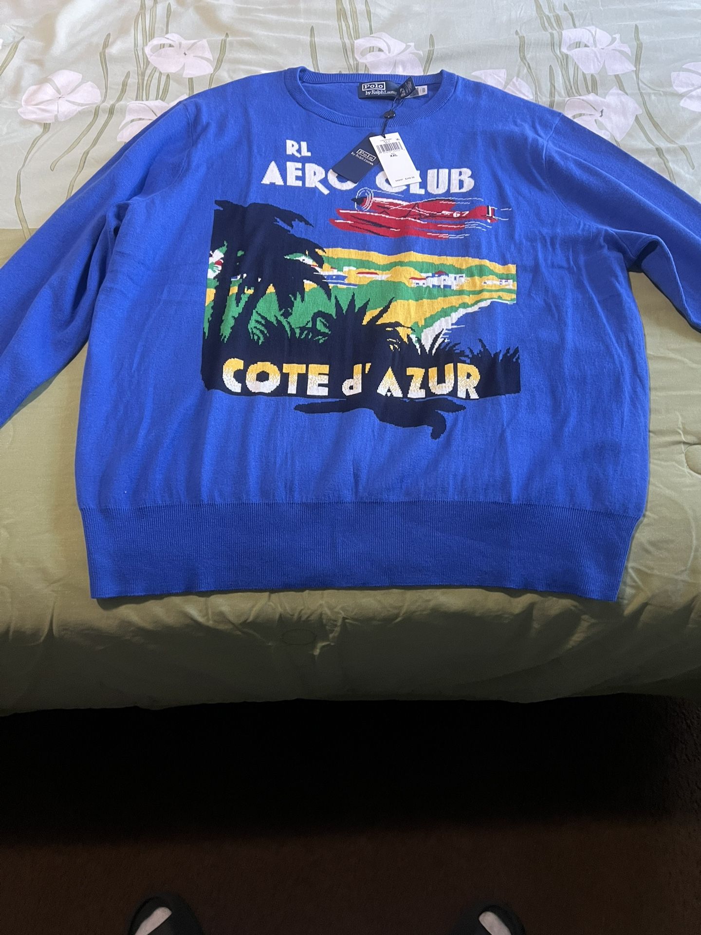 Polo Ralph Lauren VTG Retro French Riviera Flying Knit Sweater Hi Tech Stadium