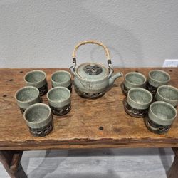 Antique Otagiri Soma Ware Somayaki Mid- Century Japanese 11 Piece Tea Set In Perfect Condition Like New 