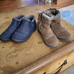 Two Pair Size 8 Women's Ankle Fur Lined Boots
