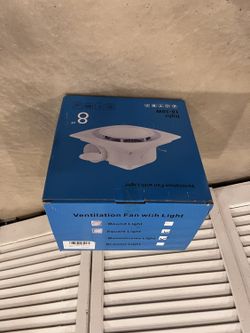 Bathroom Exhaust Fan With Light 110 CFM 8 Inch Square LED Ceiling Vent Fan 4 Inch Duct New In Box