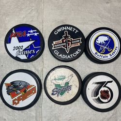 6 Ihl Echl Nhl Flint Spirits Fuhr Bgs Auto Puck Gladiators cyclones Pro Set Euc