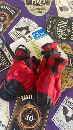 Dog Booties Extra Small/Small Red Buffalo Plaid