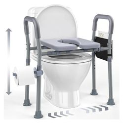 New Toilet Seat Risers for Seniors, Raised Toilet Seat with Handles, Adjustable Height & Width, Heavy Duty Up to 550lb Handicap Elevated Toilet Seat 