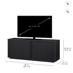 Black Fluted TV Console Storage - (2) Available