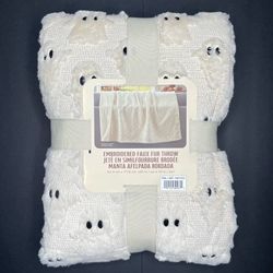 Viral Costco Halloween Ghost Embroidered Faux Fur Throw Blanket