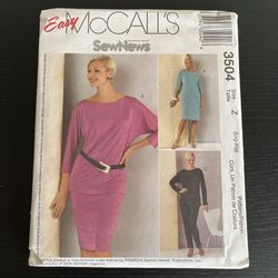 McCalls Sewing Pattern 3504 Size L - XL Dress Top Pants Skirt 2002