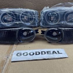 #207 Fit 01-07 GMC Sierra/Yukon Denali Projector LED Halo Rings Headlight Chrome Clear 