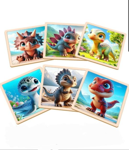 Dinosaur Puzzles Set of 6 New